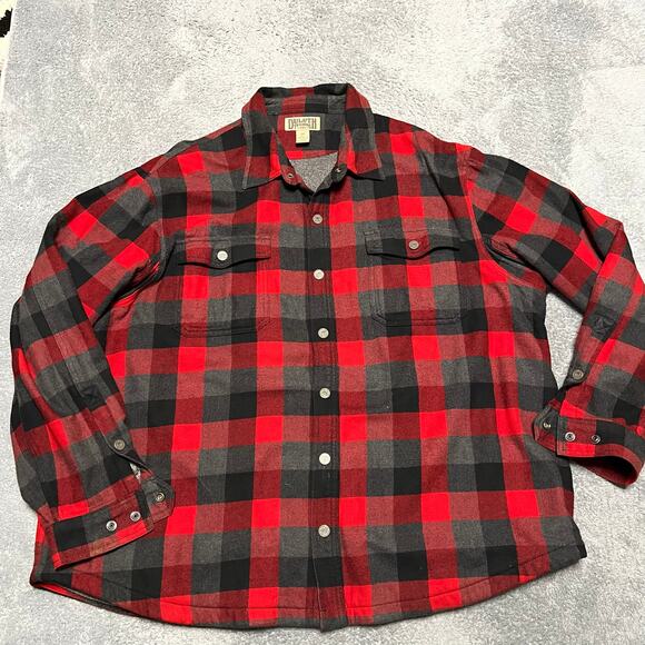 Duluth Trading Flapjack Shirt Jacket Mens 3XL Red Plaid Heavyweight Coat Lined - Picture 1 of 7